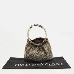 Pre Owned Valentino Gold Chainmail Bebop Ring Loop-Handle Clutch 
