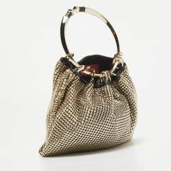 Pre Owned Valentino Gold Chainmail Bebop Ring Loop-Handle Clutch 