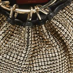 Pre Owned Valentino Gold Chainmail Bebop Ring Loop-Handle Clutch 