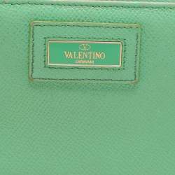 Valentino Green Leather Zip Around Wallet