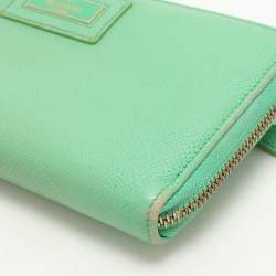 Valentino Green Leather Zip Around Wallet