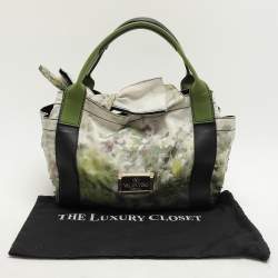 Valentino Multicolor Printed Nylon And Leather Double Pocket Bow Tote