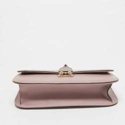 Pre Owned Valentino Dusty Pink Leather Medium Glam Lock Chain Shoulder Bag