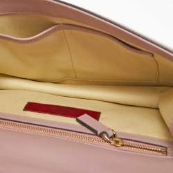 Pre Owned Valentino Dusty Pink Leather Medium Glam Lock Chain Shoulder Bag