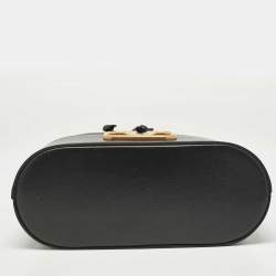 Pre Owned Valentino Black Leather VLogo Mini Bucket Bag