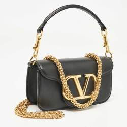 Pre Owned Valentino Black Leather Small Loco Shoulder Bag