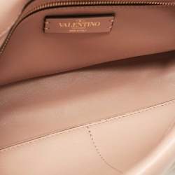 Pre Owned Valentino Beige Quilted Leather Large Roman Stud Top Handle Bag