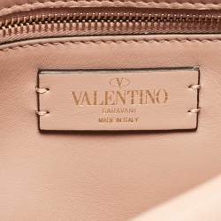 Pre Owned Valentino Beige Quilted Leather Large Roman Stud Top Handle Bag