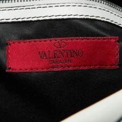 مملوكة مسبقًا Valentino White Leather 3D Rose Petal Shopper Tote