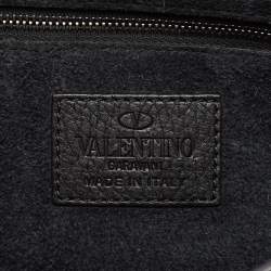 Pre Owned Valentino Black Leather Guitar Rockstud Rolling Crossbody Bag