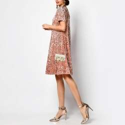 Pre Owned Valentino Garavani Off-White VLogo Rhinestone Mini Chain Pouch