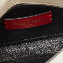 Pre Owned Valentino Garavani Off-White VLogo Rhinestone Mini Chain Pouch