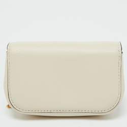 Pre Owned Valentino Garavani Off-White VLogo Rhinestone Mini Chain Pouch