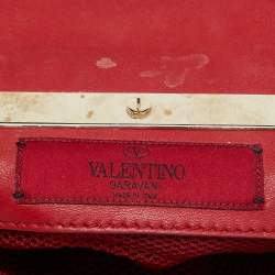 Pre Owned Valentino Red Leather and Lace Va Va Voom Chain Crossbody Bag