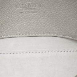 Pre Owned Valentino Grey Leather Rockstud Flap Crossbody Bag