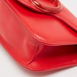 Pre Owned Valentino Red Leather VLogo Wristlet Clutch