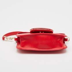 Pre Owned Valentino Red Leather VLogo Wristlet Clutch