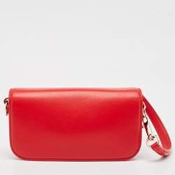 Pre Owned Valentino Red Leather VLogo Wristlet Clutch