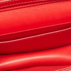 Pre Owned Valentino Red Leather VLogo Wristlet Clutch