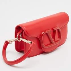 Pre Owned Valentino Red Leather VLogo Wristlet Clutch