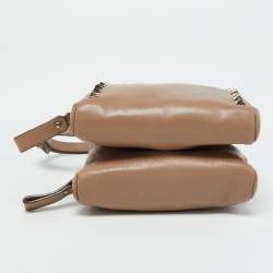 Valentino Beige Leather Rockstud Double Pouch Wallet