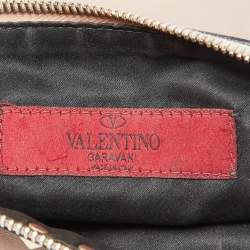 Valentino Beige Leather Rockstud Zip Pouch Clutch