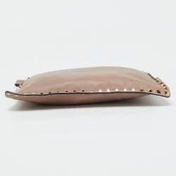 Valentino Beige Leather Rockstud Zip Pouch Clutch