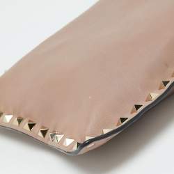 Valentino Beige Leather Rockstud Zip Pouch Clutch