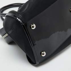 Valentino Black Mesh and Patent Leather Petale Rose Dome Satchel