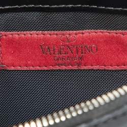 Valentino Black Mesh and Patent Leather Petale Rose Dome Satchel