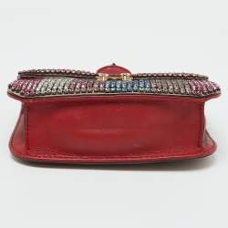 Valentino Multicolor Leather Crystal Embellished Small Glam Lock Shoulder Bag