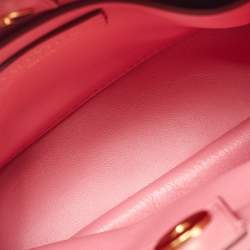 Pre Owned Valentino Pink Quilted Leather Small Roman Stud Top Handle Bag