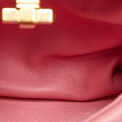 Pre Owned Valentino Pink Quilted Leather Small Roman Stud Top Handle Bag