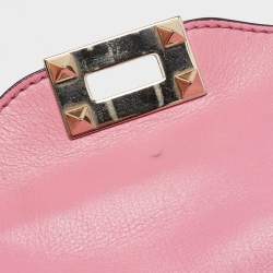 Pre Owned Valentino Pink Leather Medium Rockstud Trapeze Tote