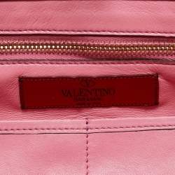 Pre Owned Valentino Pink Leather Medium Rockstud Trapeze Tote