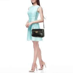 Pre Owned Valentino Black Leather Rolling Rockstud Shoulder Bag