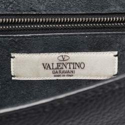 Valentino Black Leather Star Studded Glam Lock Shoulder Bag