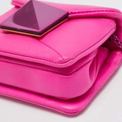 Pre Owned Valentino Fuchsia Pink Leather Micro One Stud Chain Bag