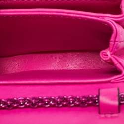 Pre Owned Valentino Fuchsia Pink Leather Micro One Stud Chain Bag