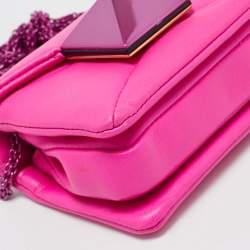 Pre Owned Valentino Fuchsia Pink Leather Micro One Stud Chain Bag