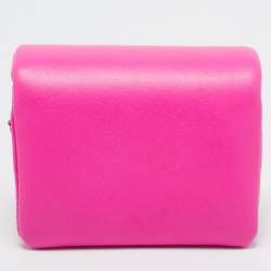 Pre Owned Valentino Fuchsia Pink Leather Micro One Stud Chain Bag