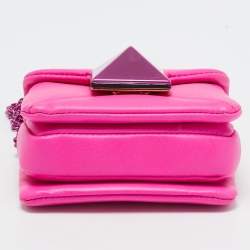 Pre Owned Valentino Fuchsia Pink Leather Micro One Stud Chain Bag
