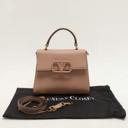 Pre Owned Valentino Beige Leather Small VSLING Top Handle Bag