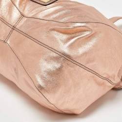 Valentino Metallic Rose Gold Leather Nuage Bow Hobo