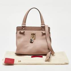 Valentino Dusty Pink Leather RockStud Small Joylock Top Handle Bag