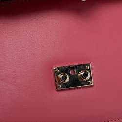 Valentino Pink Leather Small Rockstud Glam Lock Flap Bag