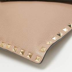 Pre Owned Valentino Dusty Pink Leather Rockstud Envelope Pouch