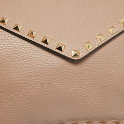 Pre Owned Valentino Dusty Pink Leather Rockstud Envelope Pouch