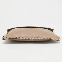 Pre Owned Valentino Dusty Pink Leather Rockstud Envelope Pouch