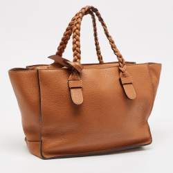 مملوكة مسبقًا Valentino Brown Leather Braided Handle To Be Cool Tote